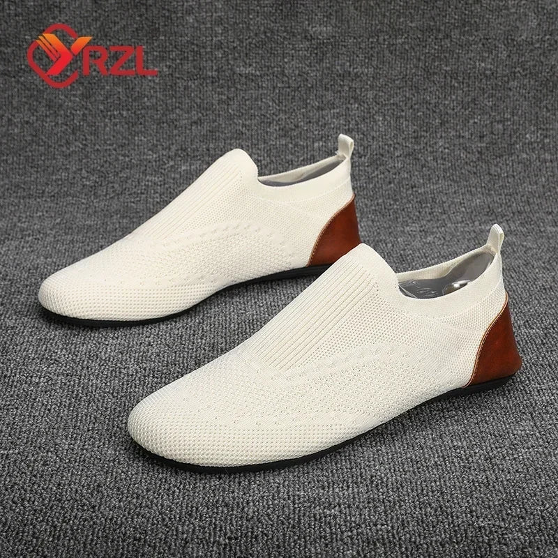 YRZL Loafers Men Soft Driving Moccasins High Quality Flats Male Walking Shoes Breathable Mesh Casual Loafers Slip on Mens Shoes - ZOOMNSTORE
