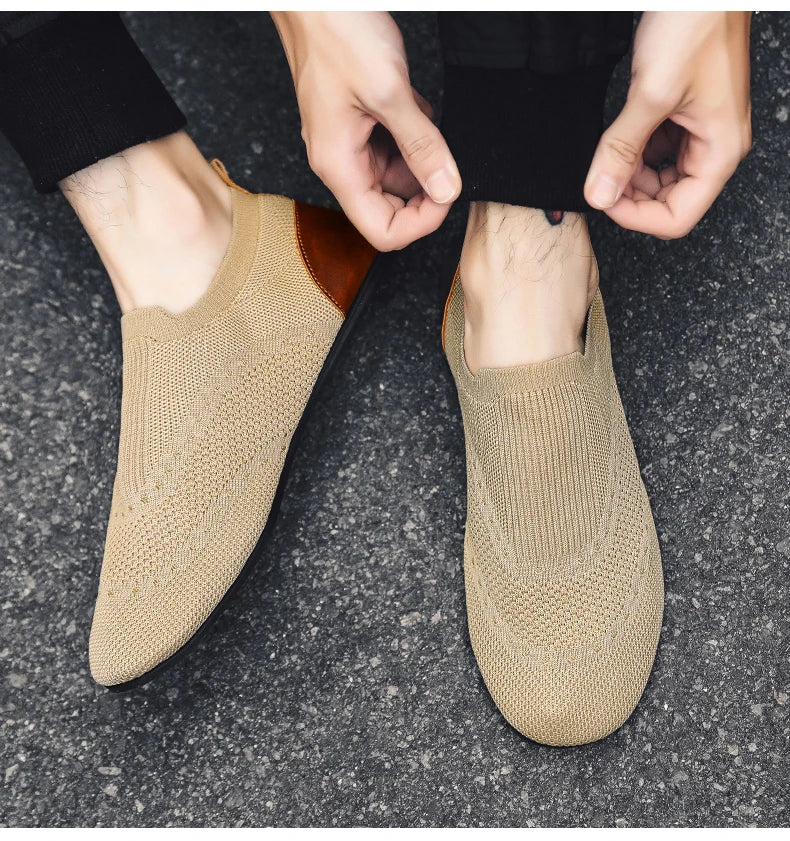 YRZL Loafers Men Soft Driving Moccasins High Quality Flats Male Walking Shoes Breathable Mesh Casual Loafers Slip on Mens Shoes - ZOOMNSTORE