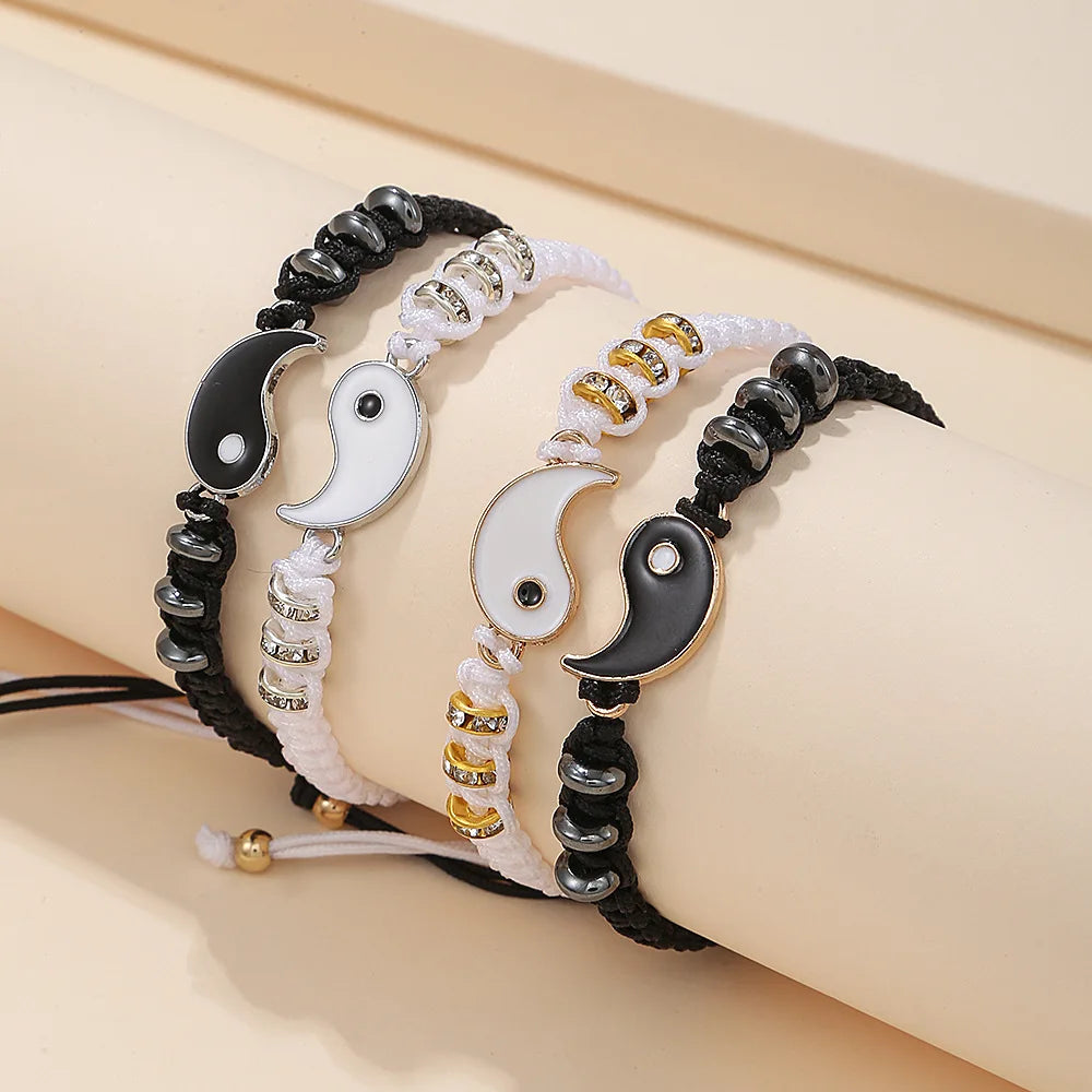 Yin Yang Couple Bracelets - Handmade Adjustable Friendship Bangles for Lovers - ZOOMNSTORE