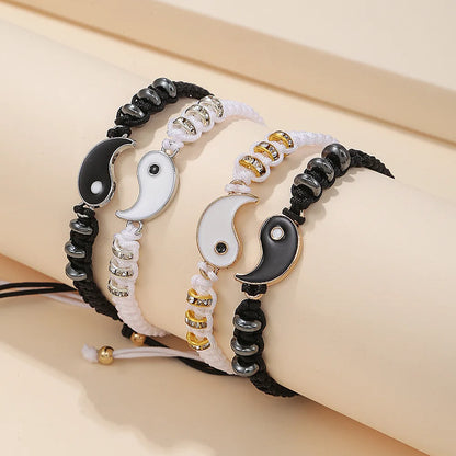 Yin Yang Couple Bracelets - Handmade Adjustable Friendship Bangles for Lovers - ZOOMNSTORE