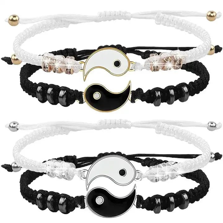 Yin Yang Couple Bracelets - Handmade Adjustable Friendship Bangles for Lovers - ZOOMNSTORE