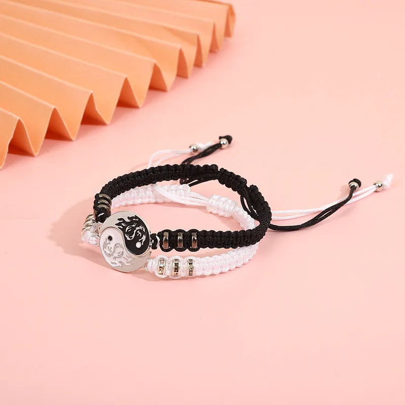 Yin Yang Couple Bracelets - Handmade Adjustable Friendship Bangles for Lovers - ZOOMNSTORE