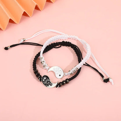 Yin Yang Couple Bracelets - Handmade Adjustable Friendship Bangles for Lovers - ZOOMNSTORE