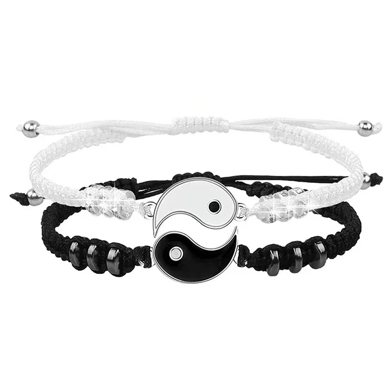 Yin Yang Couple Bracelets - Handmade Adjustable Friendship Bangles for Lovers - ZOOMNSTORE
