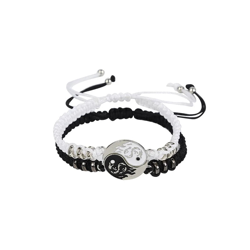 Yin Yang Couple Bracelets - Handmade Adjustable Friendship Bangles for Lovers - ZOOMNSTORE
