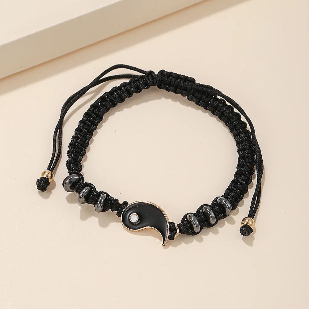 Yin Yang Couple Bracelets - Handmade Adjustable Friendship Bangles for Lovers - ZOOMNSTORE
