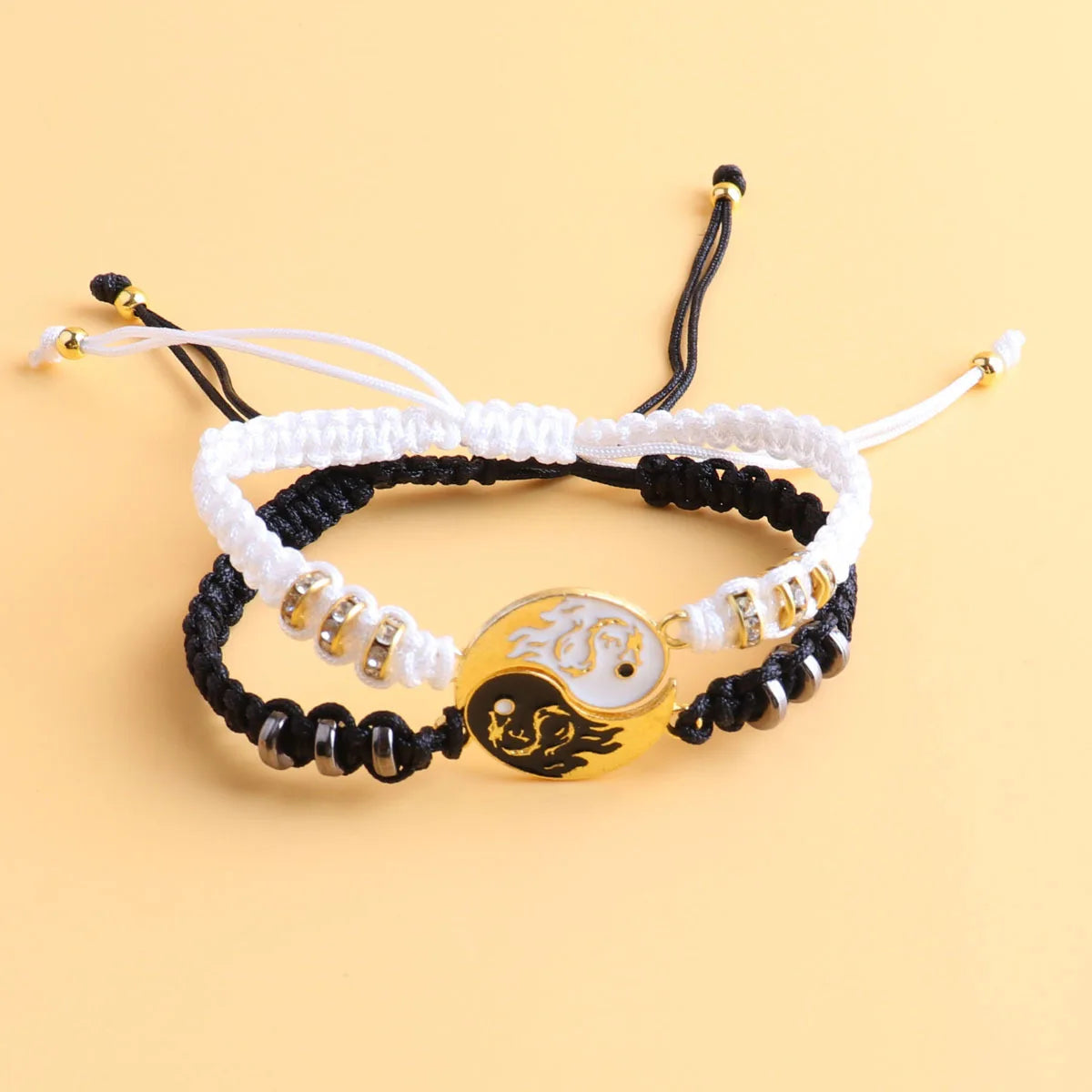 Yin Yang Couple Bracelets - Handmade Adjustable Friendship Bangles for Lovers - ZOOMNSTORE