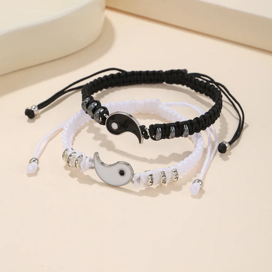 Yin Yang Couple Bracelets - Handmade Adjustable Friendship Bangles for Lovers - ZOOMNSTORE