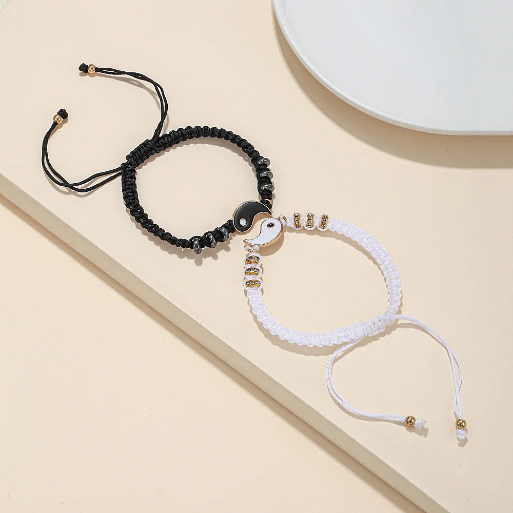 Yin Yang Couple Bracelets - Handmade Adjustable Friendship Bangles for Lovers - ZOOMNSTORE