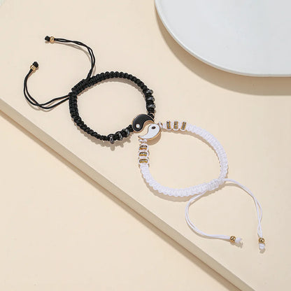 Yin Yang Couple Bracelets - Handmade Adjustable Friendship Bangles for Lovers - ZOOMNSTORE
