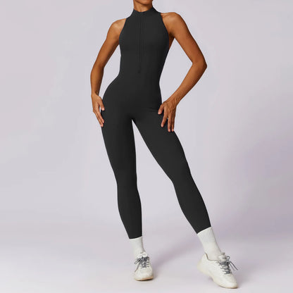 Zipper Yoga Jumpsuit - Womens Fitness Activewear Set for Gym  Pilates - ZOOMNSTORE
