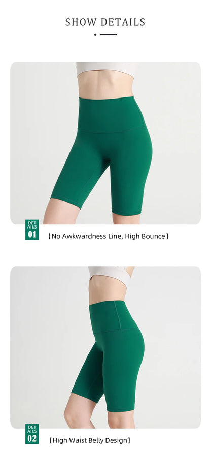 Yoga Shorts Women - Five-Point Cycling Shorts | Tight Fit Fitness Pants with Seam Pockets - ZOOMNSTORE