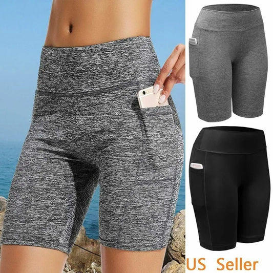 Womens Yoga Shorts - Quick Dry Fitness Biker Running Shorts with Pocket - ZOOMNSTORE
