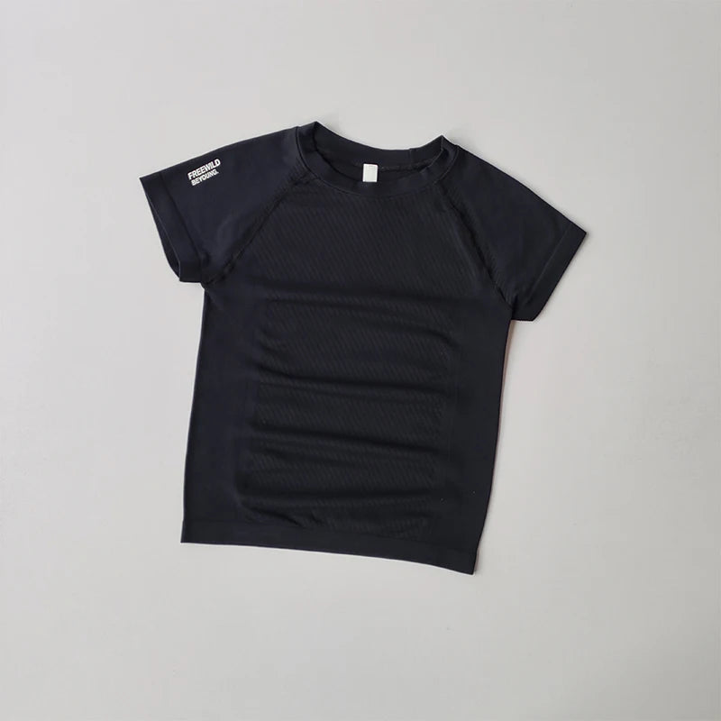 Yoga Set for Women - Short Sleeve Top  Tights Breathable Stretch Fitness Wear - ZOOMNSTORE