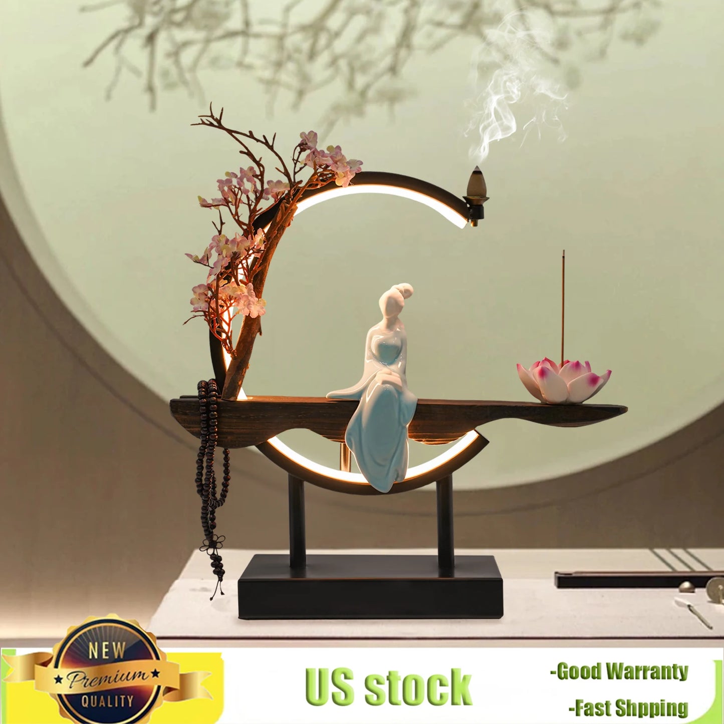 Zen Meditation Incense Burner Set - Unique Chinese Style Tabletop Decoration for Living Rooms  Tea Rooms - ZOOMNSTORE
