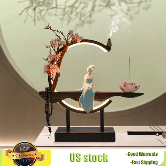 Zen Meditation Incense Burner Set - Unique Chinese Style Tabletop Decoration for Living Rooms  Tea Rooms - ZOOMNSTORE