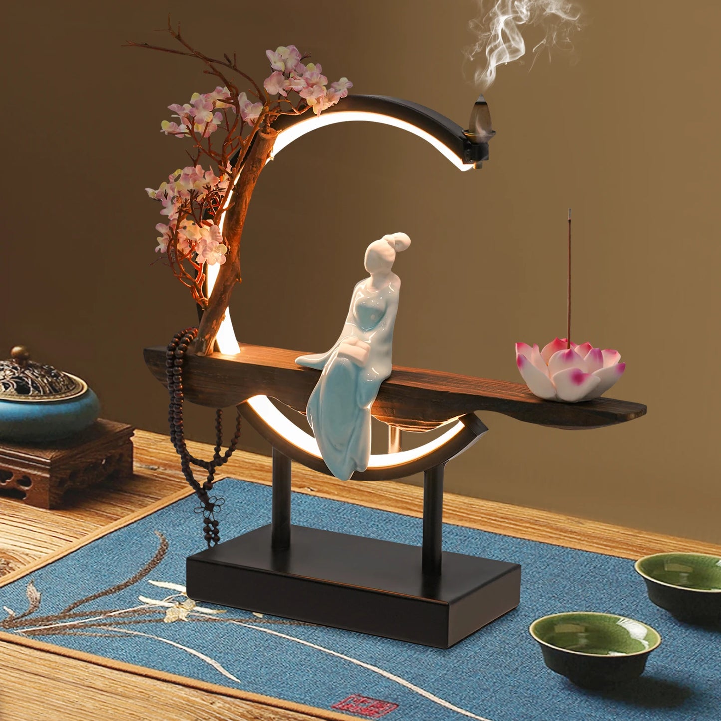 Zen Meditation Incense Burner Set - Unique Chinese Style Tabletop Decoration for Living Rooms  Tea Rooms - ZOOMNSTORE