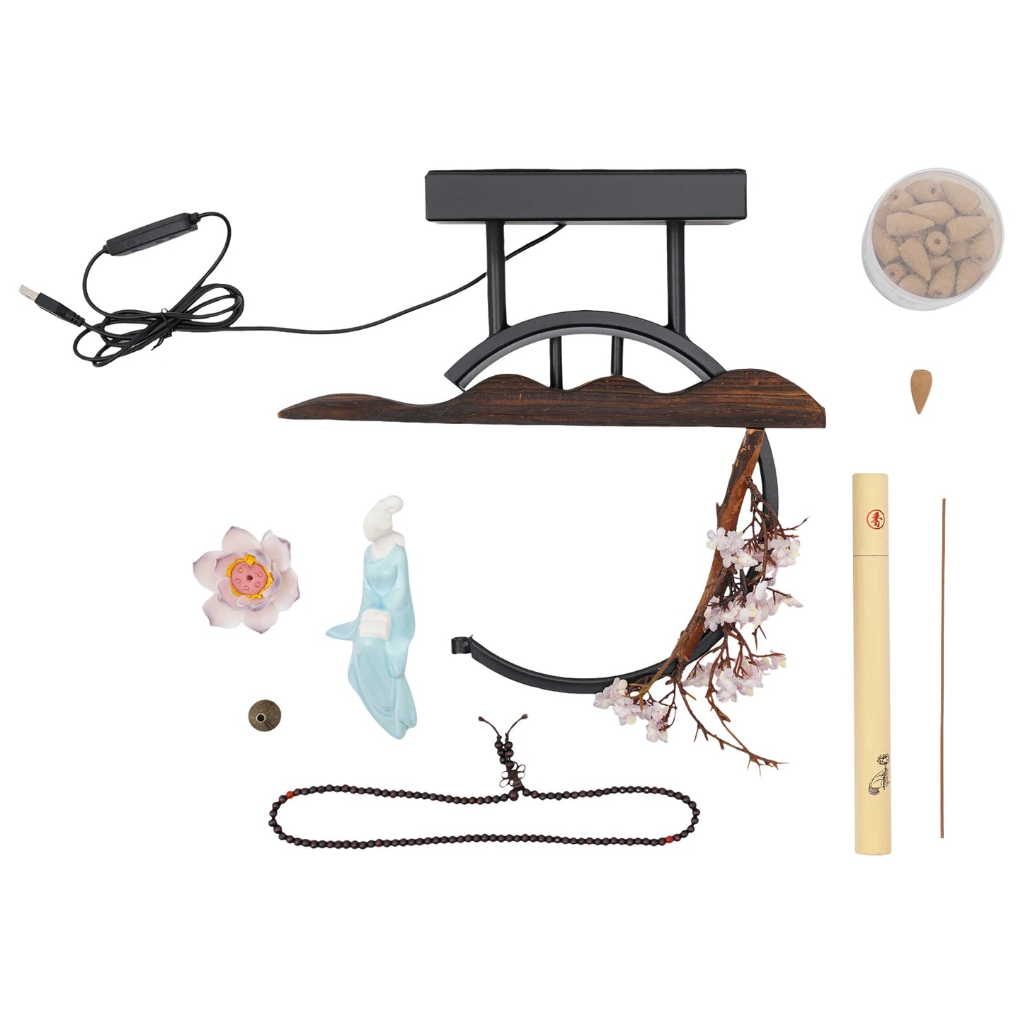Zen Meditation Incense Burner Set - Unique Chinese Style Tabletop Decoration for Living Rooms  Tea Rooms - ZOOMNSTORE
