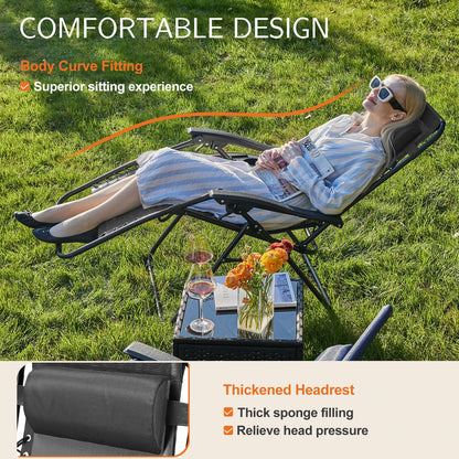 Portable Zero Gravity Recliner Chairs - Set of 2 with Cup Holders  Adjustable Pillows for Camping  Outdoor Use - ZOOMNSTORE