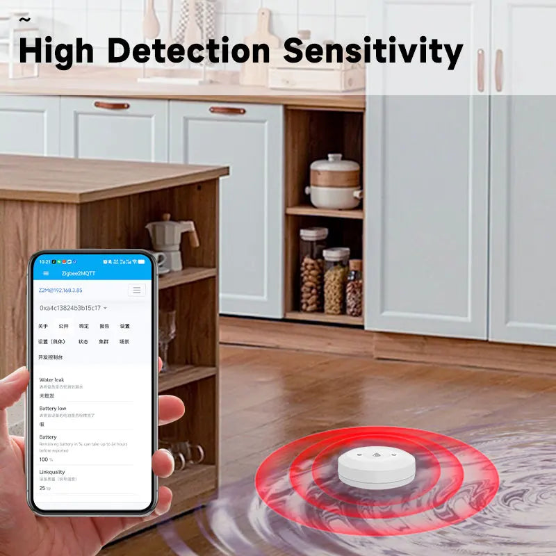 ZigBee Water Flood Sensor - Smart Alarm with Remote Monitoring - ZOOMNSTORE