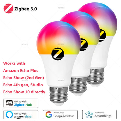 Zigbee Smart Bulb - E27 B22 RGBW LED Lamp | Voice Controlled Light With Alexa - ZOOMNSTORE