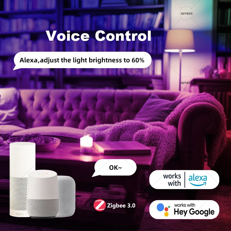 Zigbee Smart Bulb - E27 B22 RGBW LED Lamp | Voice Controlled Light With Alexa - ZOOMNSTORE