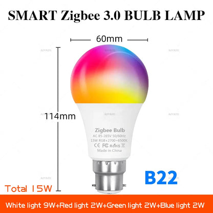 Zigbee Smart Bulb - E27 B22 RGBW LED Lamp | Voice Controlled Light With Alexa - ZOOMNSTORE
