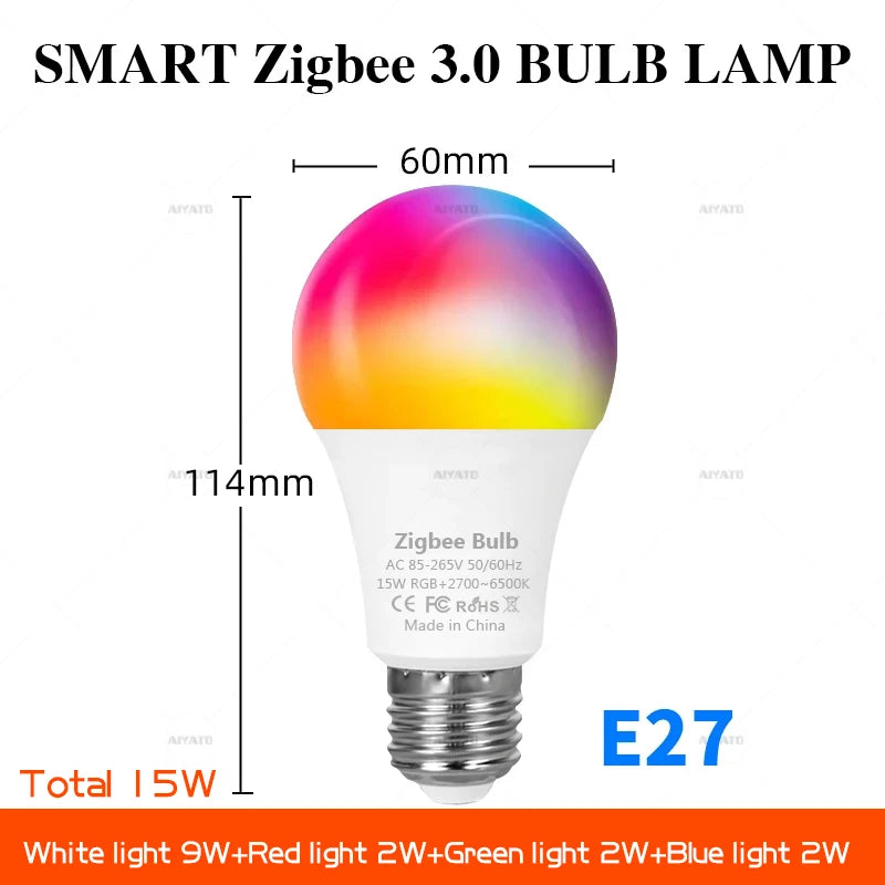 Zigbee Smart Bulb - E27 B22 RGBW LED Lamp | Voice Controlled Light With Alexa - ZOOMNSTORE