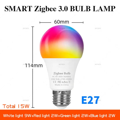 Zigbee Smart Bulb - E27 B22 RGBW LED Lamp | Voice Controlled Light With Alexa - ZOOMNSTORE
