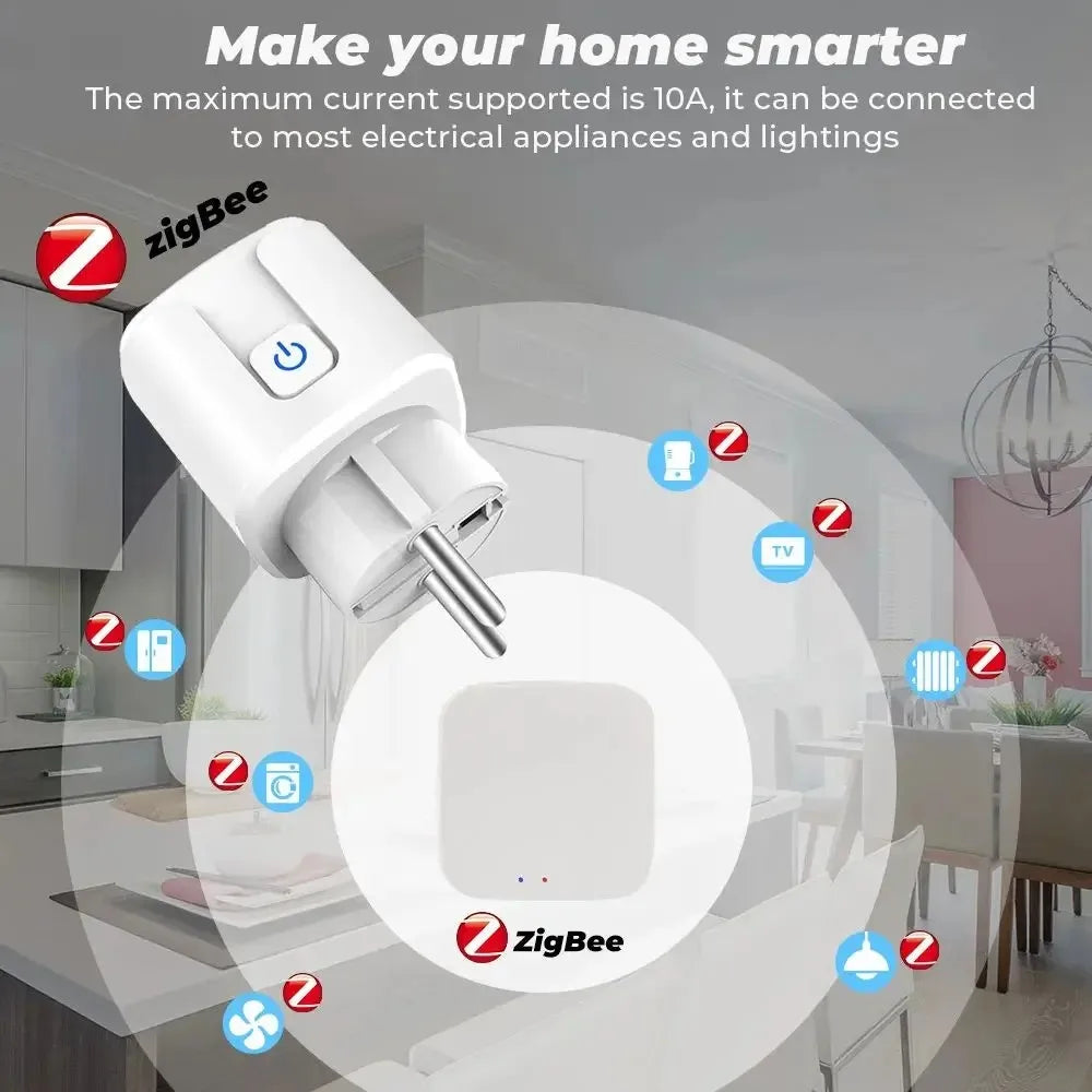Zigbee Smart Plug - WiFi Smart Socket EU Power Adaptor | Voice Control Outlet - ZOOMNSTORE