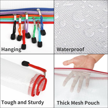 Zipper Document Bag - Waterproof Plastic Folder A4 A5 A3 File Organizer - ZOOMNSTORE
