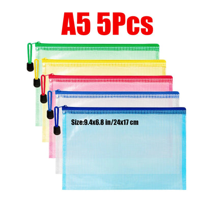 Zipper Document Bag - Waterproof Plastic Folder A4 A5 A3 File Organizer - ZOOMNSTORE