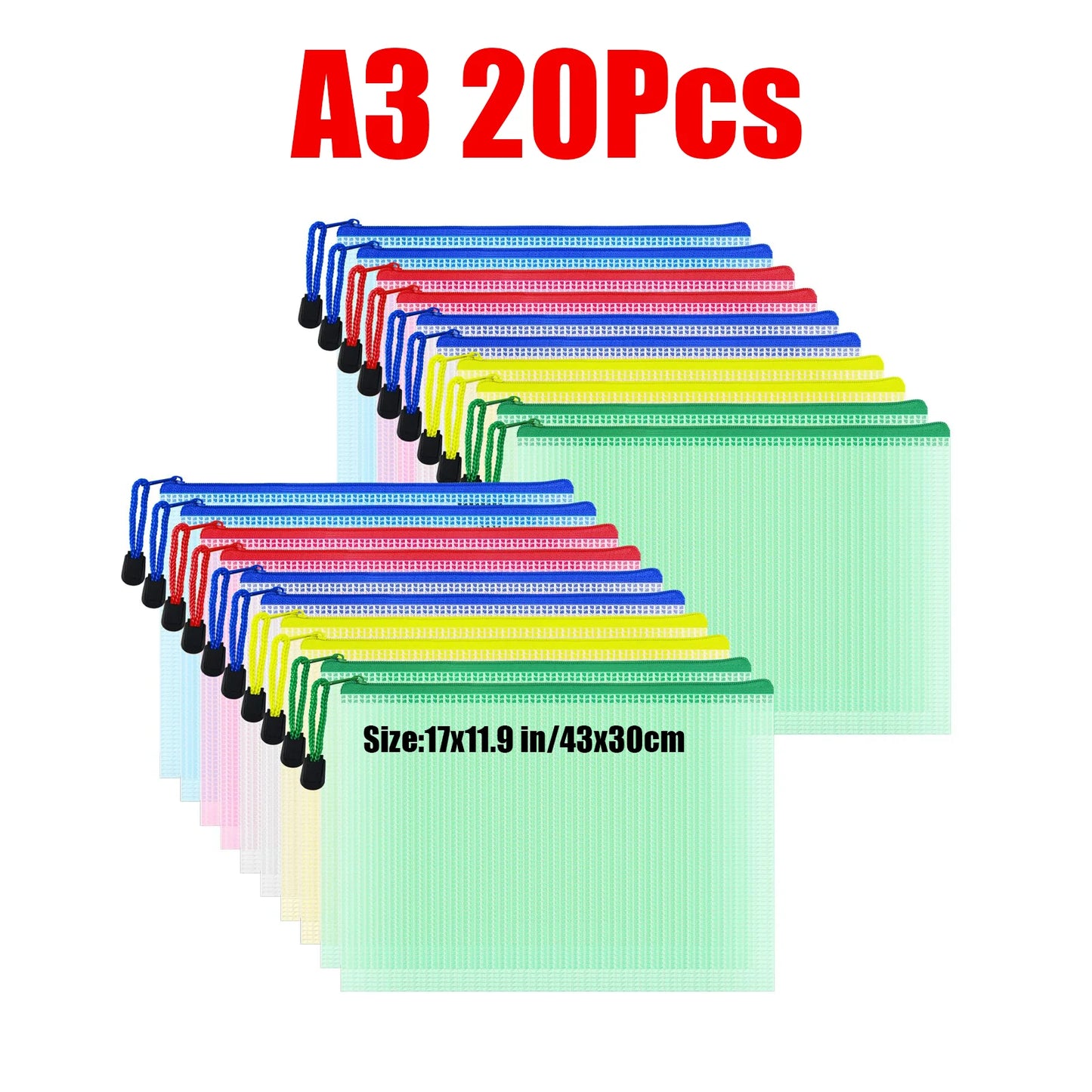 Zipper Document Bag - Waterproof Plastic Folder A4 A5 A3 File Organizer - ZOOMNSTORE