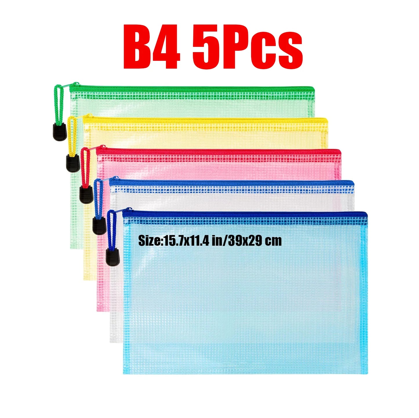 Zipper Document Bag - Waterproof Plastic Folder A4 A5 A3 File Organizer - ZOOMNSTORE