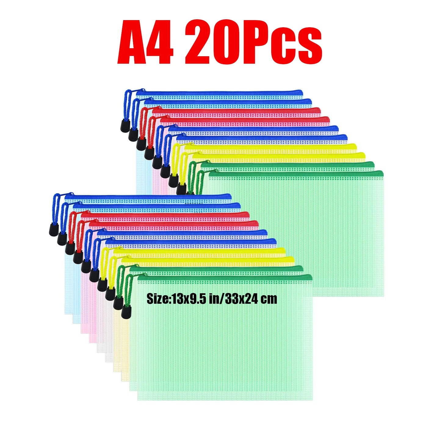 Zipper Document Bag - Waterproof Plastic Folder A4 A5 A3 File Organizer - ZOOMNSTORE