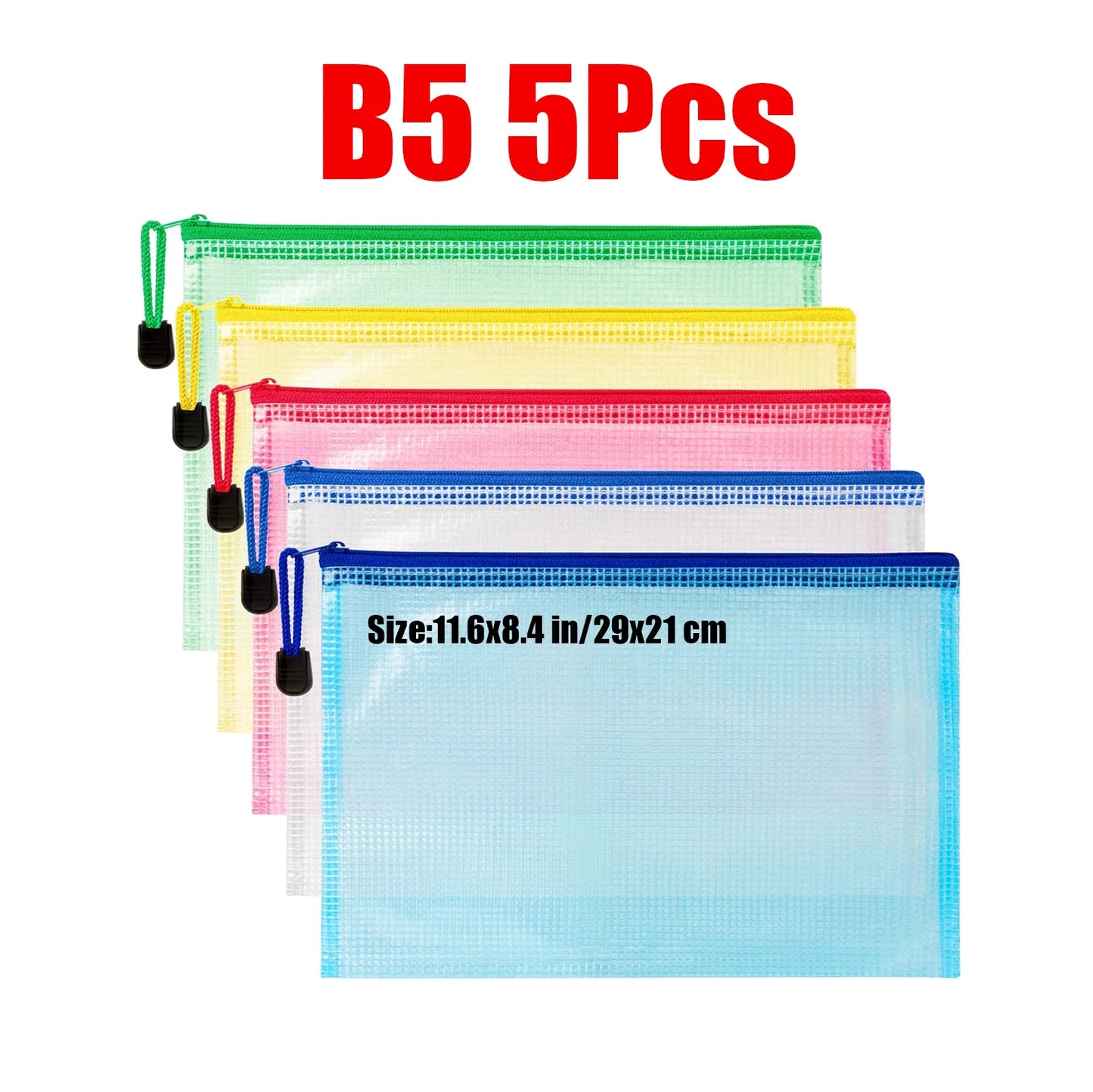Zipper Document Bag - Waterproof Plastic Folder A4 A5 A3 File Organizer - ZOOMNSTORE