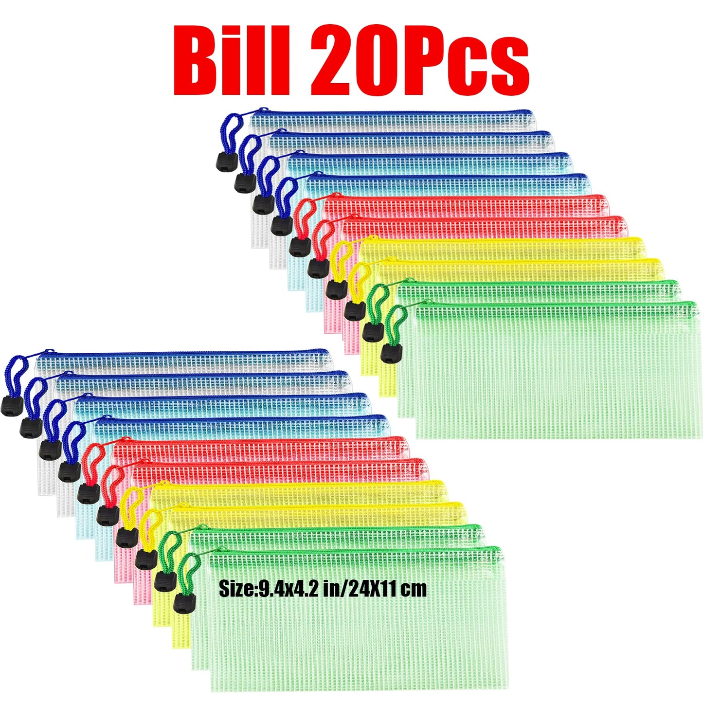 Zipper Document Bag - Waterproof Plastic Folder A4 A5 A3 File Organizer - ZOOMNSTORE