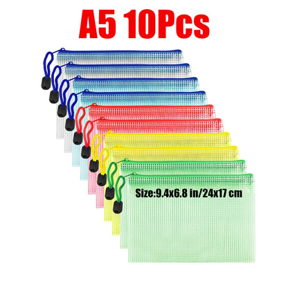 Zipper Document Bag - Waterproof Plastic Folder A4 A5 A3 File Organizer - ZOOMNSTORE