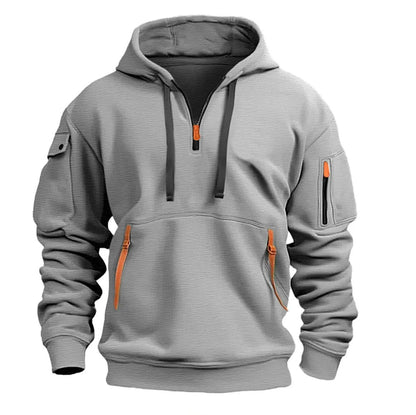 Zipper Fleece Hoodie - Multi Pocket Casual Hooded Sweatshirt Plus Size Pullover - ZOOMNSTORE