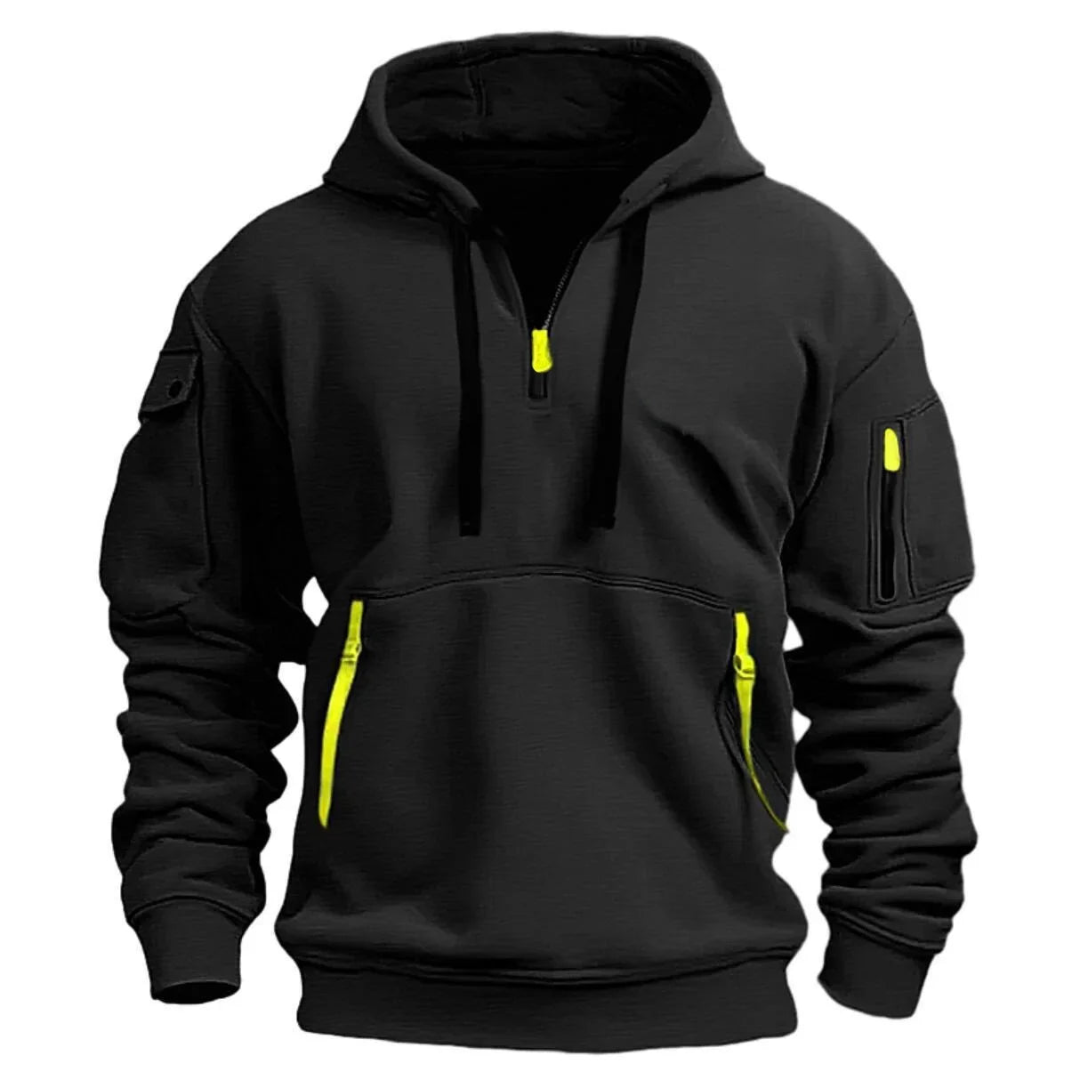 Zipper Fleece Hoodie - Multi Pocket Casual Hooded Sweatshirt Plus Size Pullover - ZOOMNSTORE