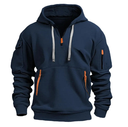 Zipper Fleece Hoodie - Multi Pocket Casual Hooded Sweatshirt Plus Size Pullover - ZOOMNSTORE