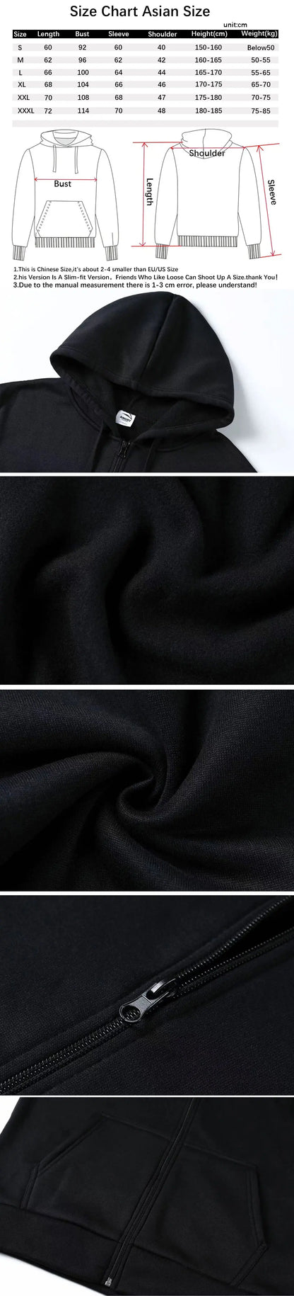 Zipper Hoodies Men - Casual Streetwear Hoodie With Full Opening & Fleece Jacket - ZOOMNSTORE
