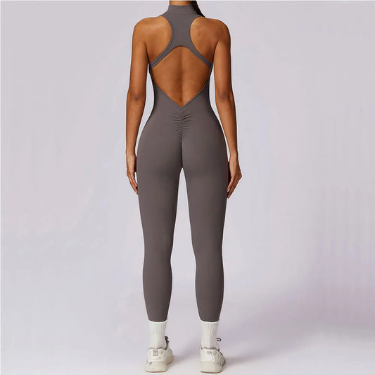 Zipper Yoga Jumpsuit - Womens Fitness Activewear Set for Gym  Pilates - ZOOMNSTORE