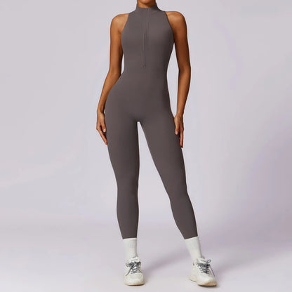Zipper Yoga Jumpsuit - Womens Fitness Activewear Set for Gym  Pilates - ZOOMNSTORE