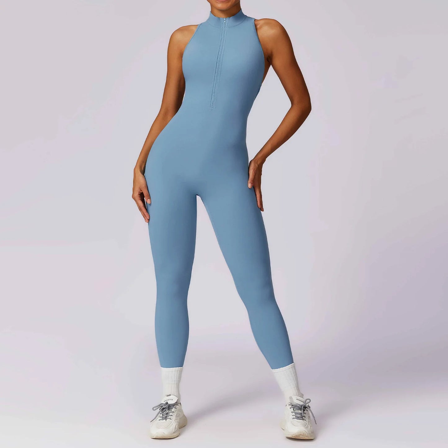 Zipper Yoga Jumpsuit - Womens Fitness Activewear Set for Gym  Pilates - ZOOMNSTORE