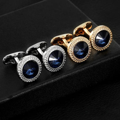 Luxury Zircon Cufflinks - Classic Round Mens Wedding Suit Accessories - ZOOMNSTORE