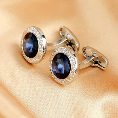 Luxury Zircon Cufflinks - Classic Round Mens Wedding Suit Accessories - ZOOMNSTORE