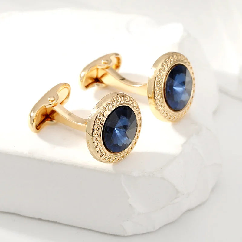 Luxury Zircon Cufflinks - Classic Round Mens Wedding Suit Accessories - ZOOMNSTORE