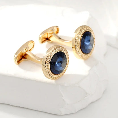 Luxury Zircon Cufflinks - Classic Round Mens Wedding Suit Accessories - ZOOMNSTORE