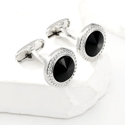 Luxury Zircon Cufflinks - Classic Round Mens Wedding Suit Accessories - ZOOMNSTORE